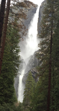 Yosemite falls, upper middle and lower in full flow 
