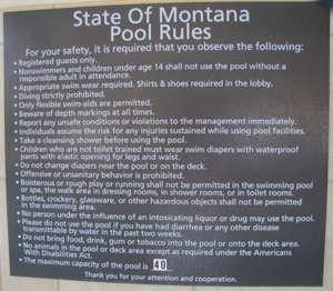 a sign of State of Montana pool rules