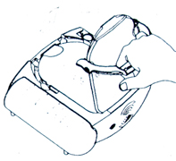 aed drawing of pulling hard plastic cover off
