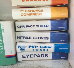 boxes of first aid supplies