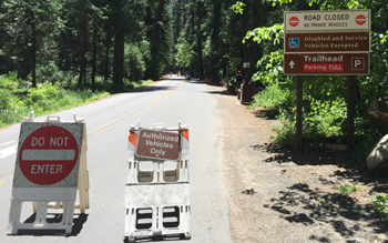 signs trailhead parking lot full