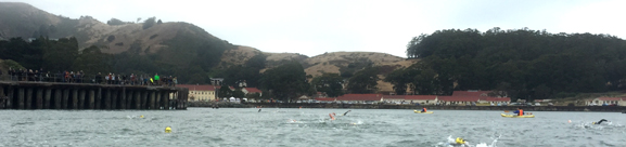 swimmers and entrance to cove
