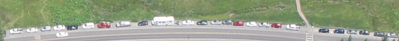 row of cars along road