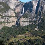Yosemite Falls going down a cliff