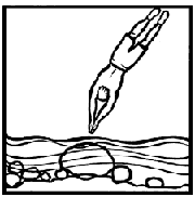 NPS drawing of a man diving into a rock in the water