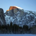 Half Dome with snow on Ahwahnee Meadow