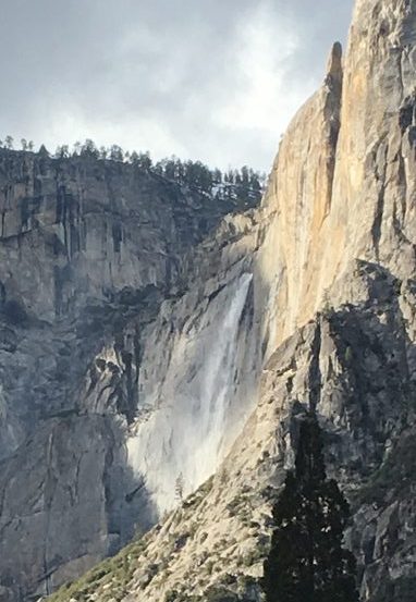 upper Yosemite fall in the wind