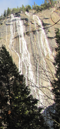 waterfall down cliff