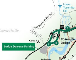 roads and locations in vicinity of Y0semite Lodge
