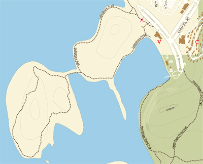 simple map of lake and shoreline trail