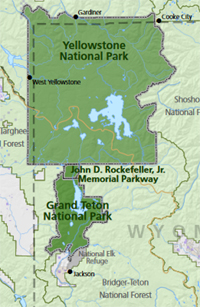 Yellowstone Grand Teton Map Nps Map Shwowing Grand Teton National Park And Yellowstone National Park  Next To Each Other – Mary Donahue