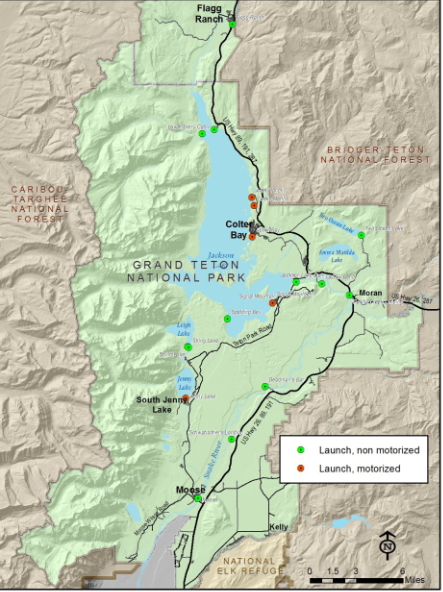 NPS map Grand Teton National park boat launching – Mary Donahue