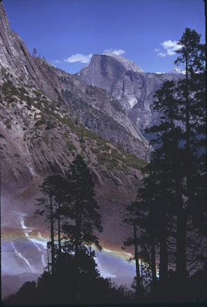 NPS photo Half Dome rainbow from Yosemite Falls Trail HJ Windsor