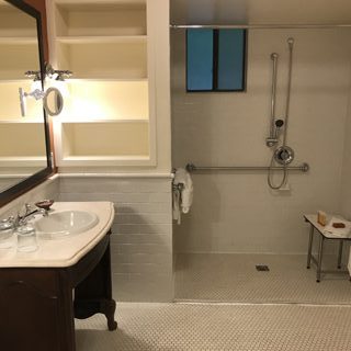 bathroom sink and shower