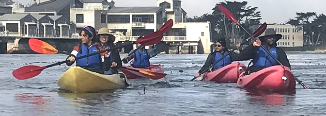 kayakers paddling