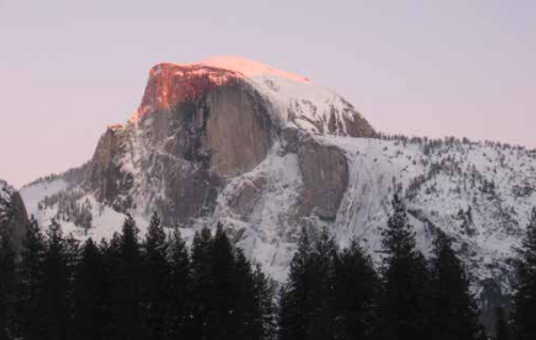 snowy dome with sunset light