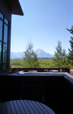 Blue Heron Lounge outside deck, Jackson Lake Lodge, Grand teton National park