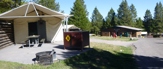 tent cabin bear box and firering