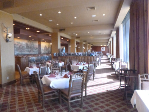rows of tables in dining room