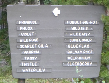 sign with names of cabins