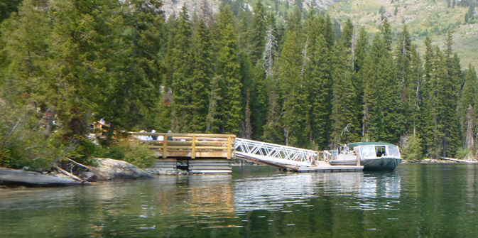 dock, shuttle boat and people