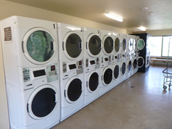 row of washers and dryers