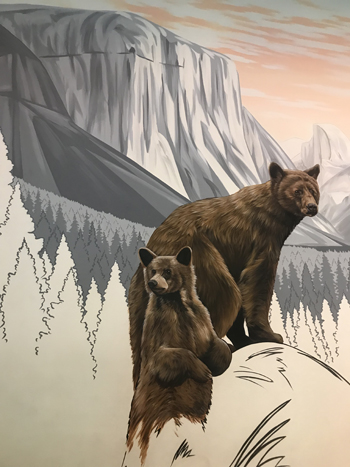 painting of bears and mountains