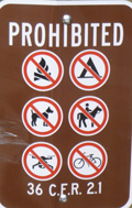 sign lists prohibited activites