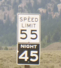 sign says speed limit 55 night 45