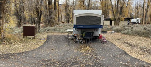 tent trailer in campsite