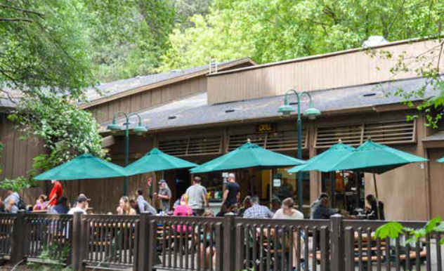 outside tables with umbrellas