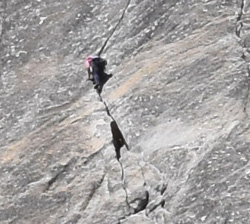 climber west of Royal Arches Cascade