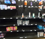 partially empty store shelves