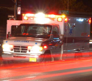ambulance with flashing lights