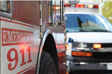 ambulance with words Emergency 911