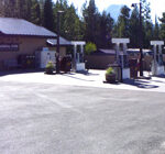 gas pumps and small building