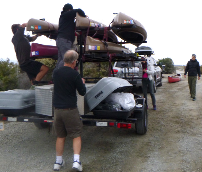 two people up on trailer