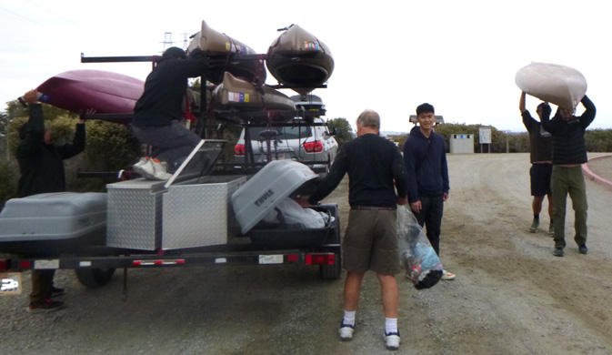 kayak unloading and moving kayaks