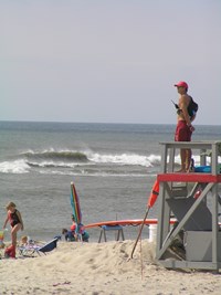 lifeguard stands on platform