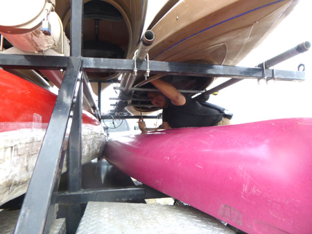 running lock cable through kayak and trailer