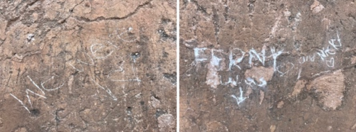 names carved into rocks