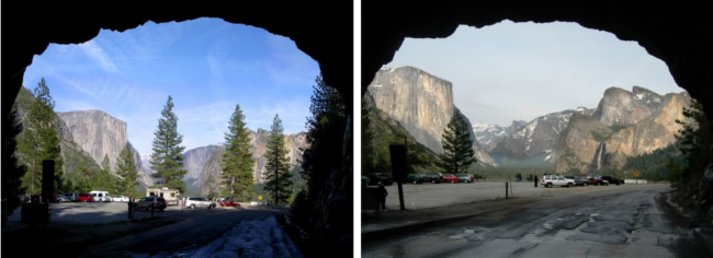 before and after view thru tunnel