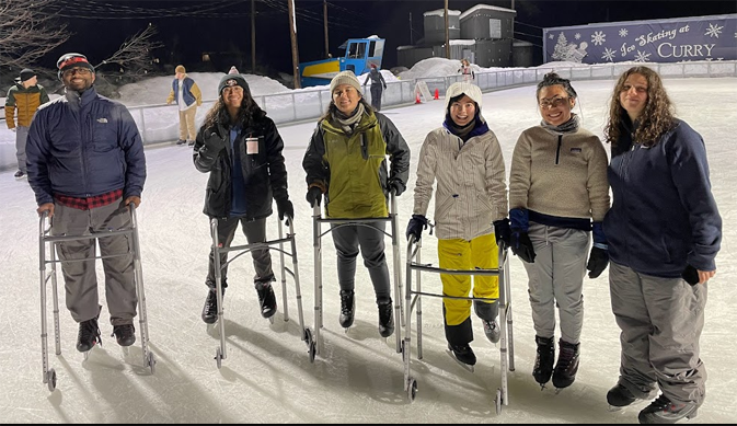 6 adults ice skating
