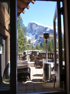 Ahwahnee room 502 view from doorway across shared balcony of Half Dome