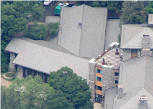 aerial view of part of a large building