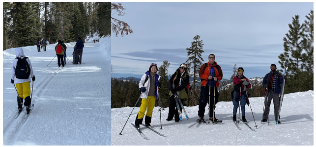 2 photos of cross-country skiers