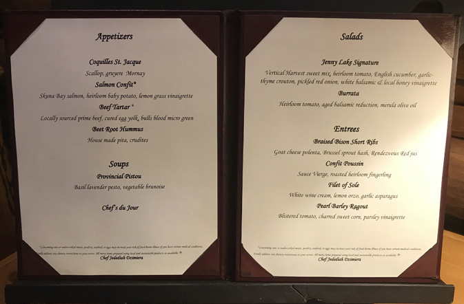menus display