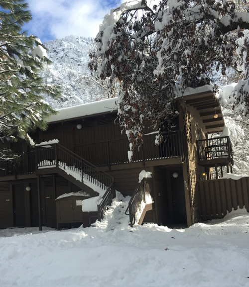 building in snow