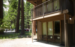 patio with balcony above