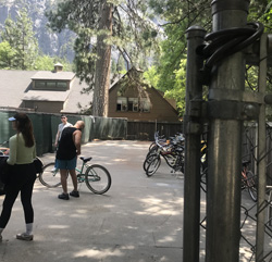 bike rentals area with building behind